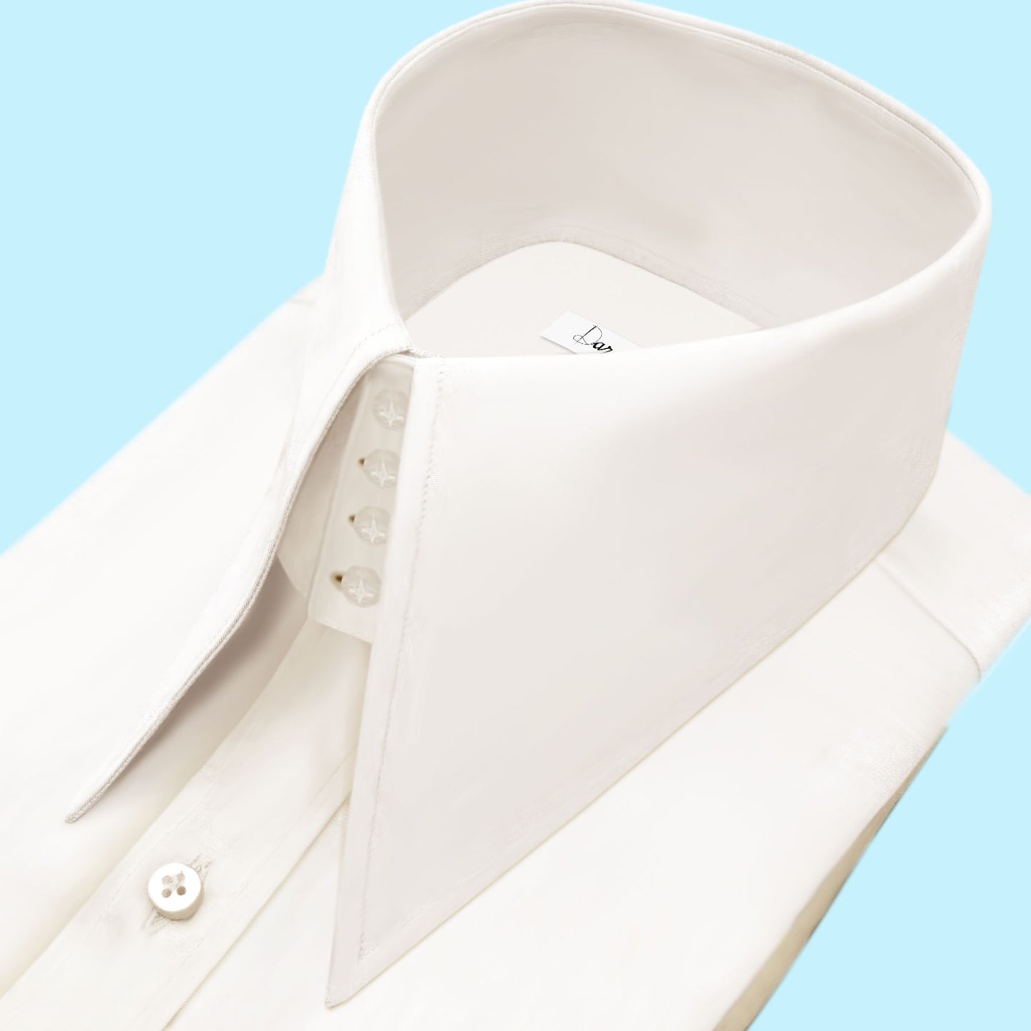 High Long Forword Pointed Cream Shirt for Men Tall Neck Stiff Collar Shirt Large Collar Gangster Collar Vintage Karl lagerfeld Style Shirt