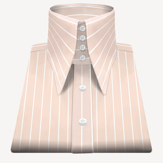 High Long Forword Pointed Onepiece Fawn Shirt for Men Tall Neck Stiff Collar Shirt Contrast Buttons Large Collar Vintage Karl lagerfeld Style Shirt