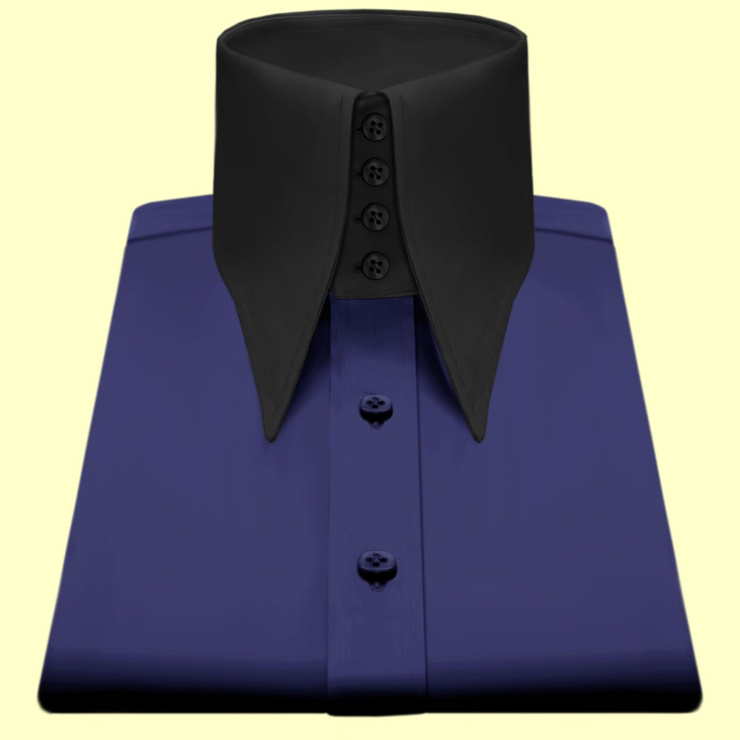 High Long Forword Point Navy Blue Shirt for Men Tall Neck Stiff Collar Shirt Large Collar Gangster Collar Vintage Karl lagerfeld Style Shirt