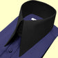 High Long Forword Point Navy Blue Shirt for Men Tall Neck Stiff Collar Shirt Large Collar Gangster Collar Vintage Karl lagerfeld Style Shirt