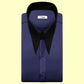 High Long Forword Point Navy Blue Shirt for Men Tall Neck Stiff Collar Shirt Large Collar Gangster Collar Vintage Karl lagerfeld Style Shirt