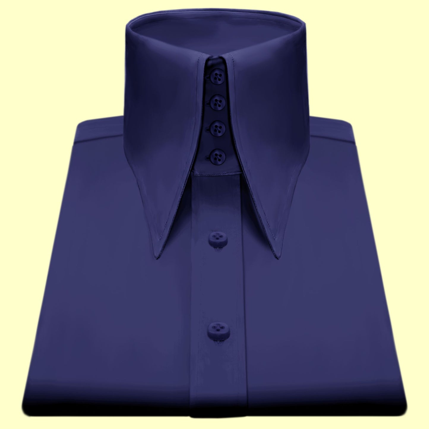High Long Forword Point Navy Blue Shirt for Men Tall Neck Stiff Collar Shirt Large Collar Gangster Collar Vintage Karl lagerfeld Style Shirt