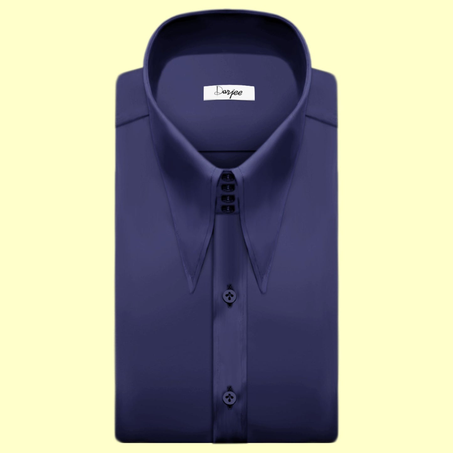 High Long Forword Point Navy Blue Shirt for Men Tall Neck Stiff Collar Shirt Large Collar Gangster Collar Vintage Karl lagerfeld Style Shirt