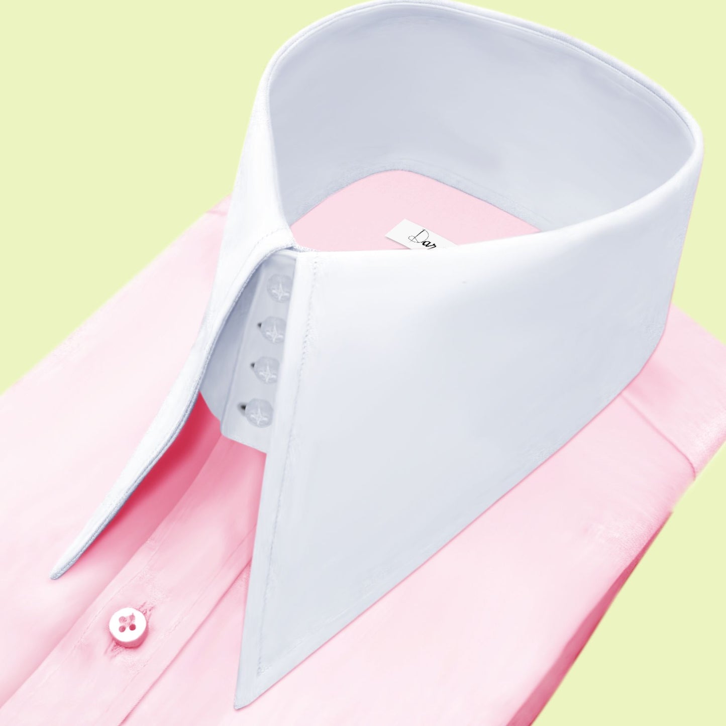 High Long Forword Pointed Pink Shirt for Men Tall Neck Stiff Collar Shirt Large Collar Gangster Collar Vintage Karl lagerfeld Style Shirt