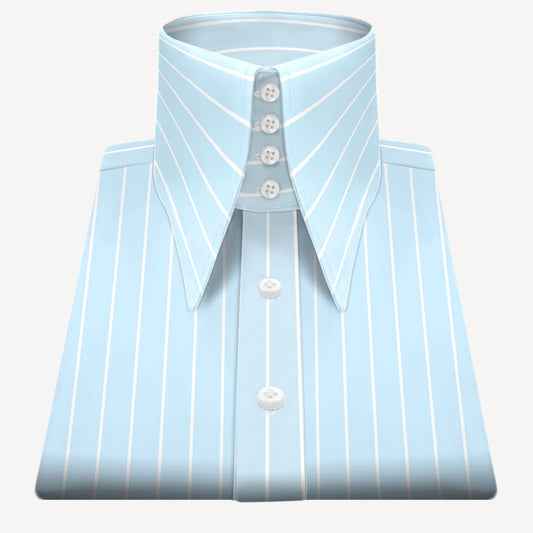 High Long Forword Pointed Onepiece Sky Shirt for Men Tall Neck Stiff Collar Shirt Contrast Buttons Large Collar Vintage Karl lagerfeld Style Shirt