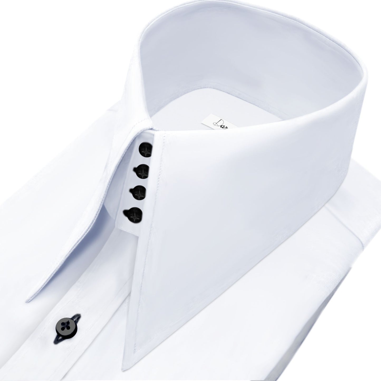 High Long Forword Pointed White Shirt for Men Tall Neck Stiff Collar Shirt Contrast Buttons Large Collar Vintage Karl lagerfeld Style Shirt