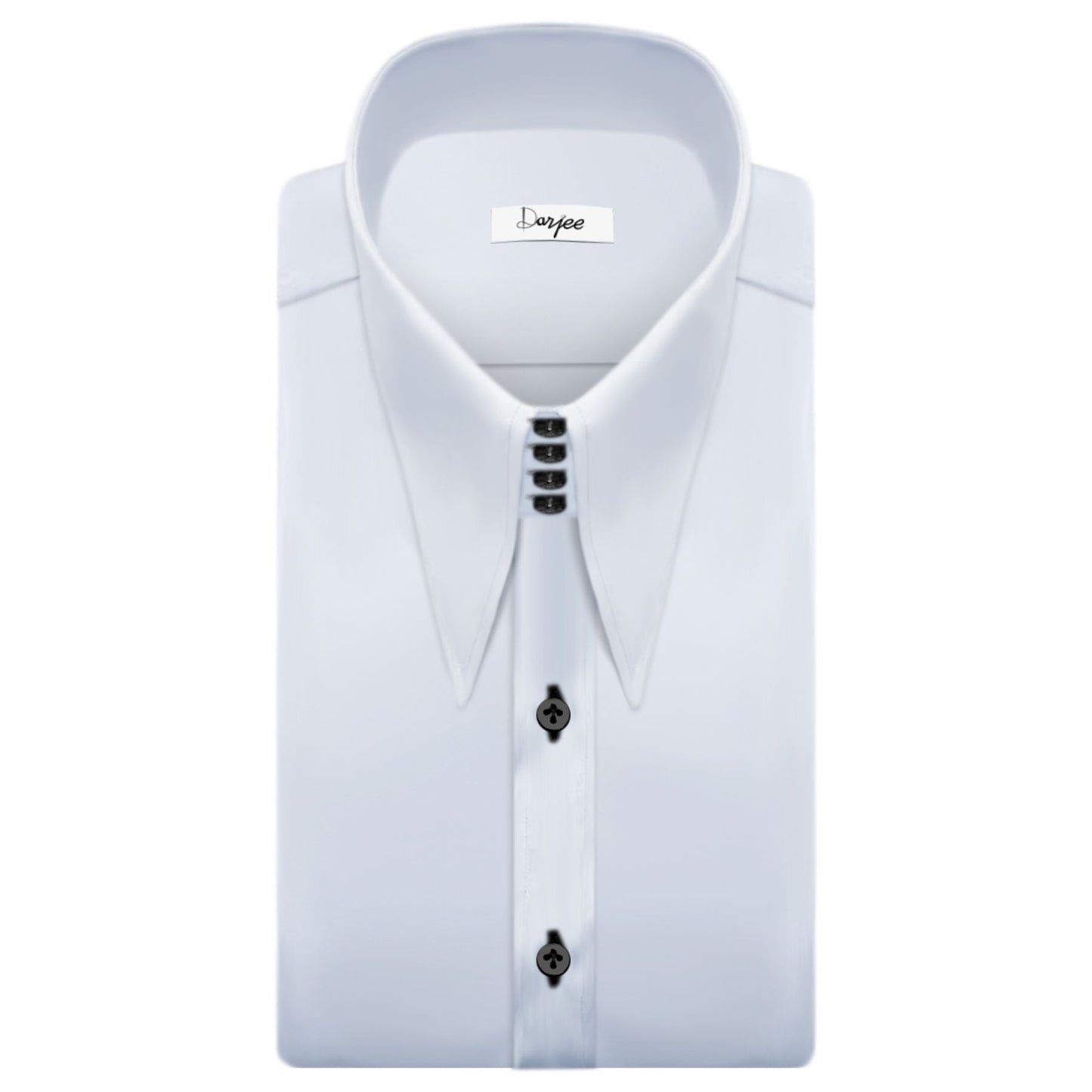 High Long Forword Pointed White Shirt for Men Tall Neck Stiff Collar Shirt Contrast Buttons Large Collar Vintage Karl lagerfeld Style Shirt