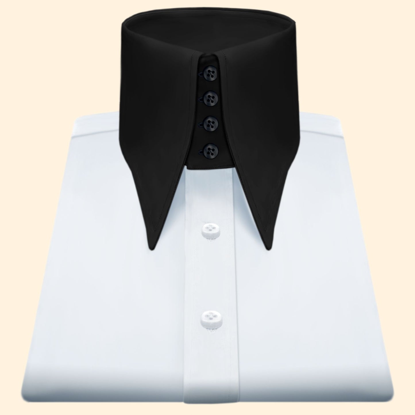 Karl Lagerfeld Style White High Long Pointed Shirt for Men Tall Neck Stiff Big Collar Shirt Hidden Placket Large Collar Vintage Shirt 70s