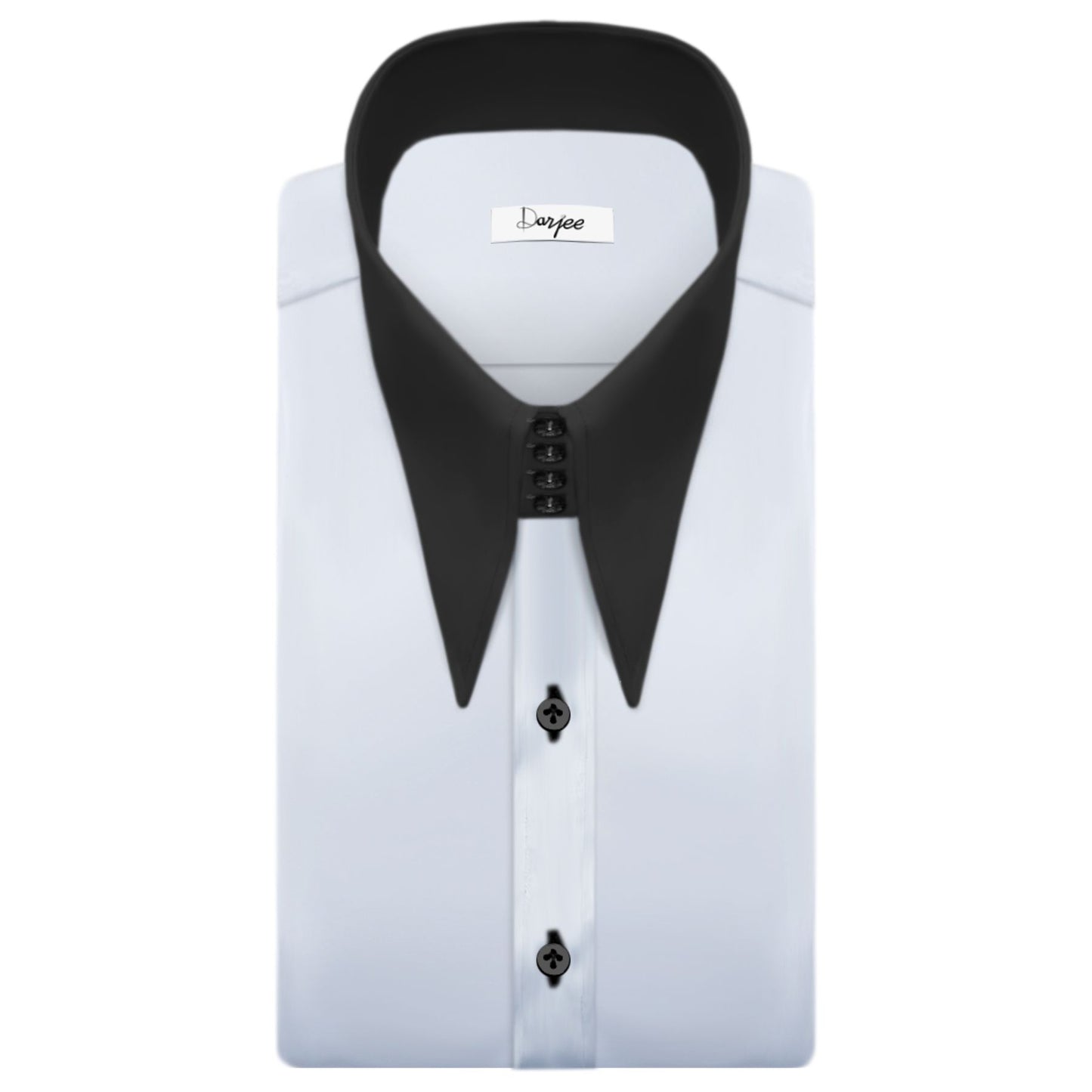 High Long Forword Pointed White Shirt for Men Tall Neck Stiff Collar Shirt Contrast Buttons Large Collar Vintage Karl lagerfeld Style Shirt