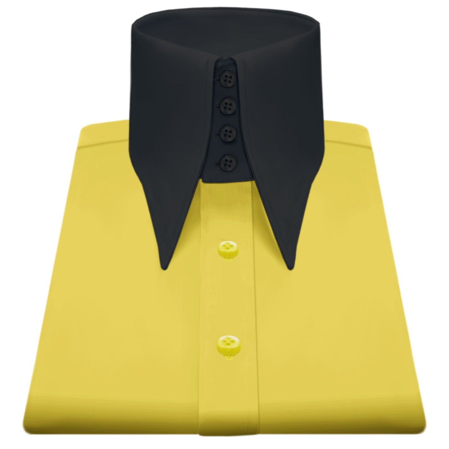 Men Mustard High Long Spear Pointed Karl lagerfeld Style Shirt Tall Stiff Neck Collar Shirt Large Collar Good fellas Collar Vintage Shirt