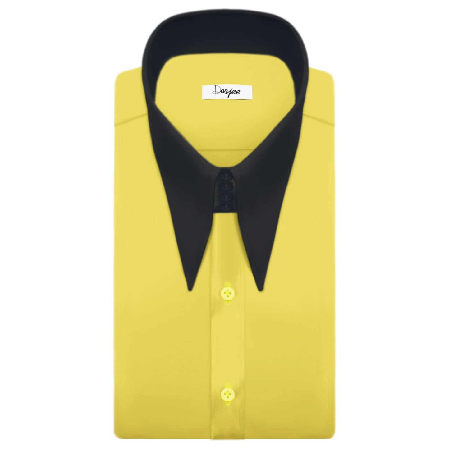 Men Mustard High Long Spear Pointed Karl lagerfeld Style Shirt Tall Stiff Neck Collar Shirt Large Collar Good fellas Collar Vintage Shirt