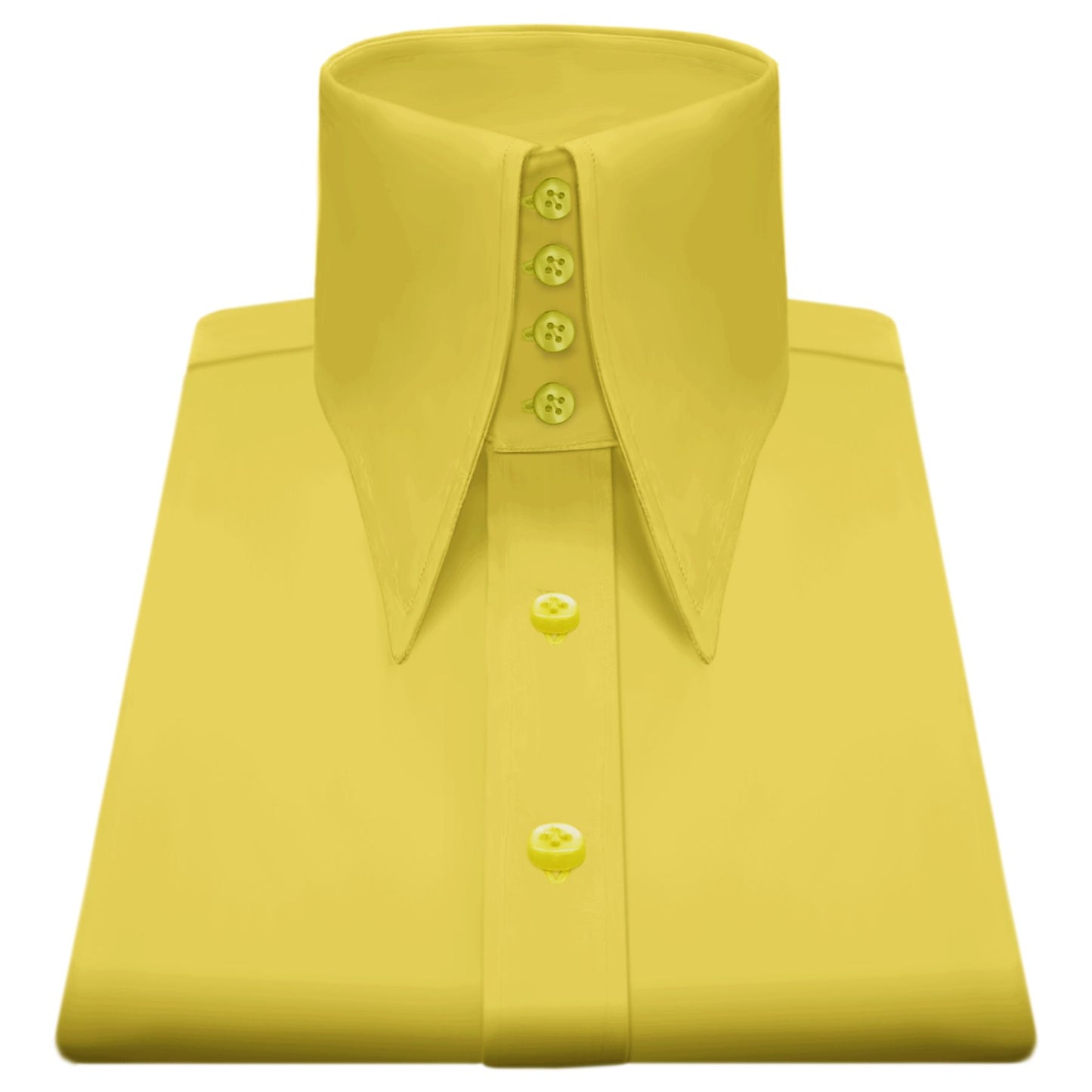 Men Mustard High Long Spear Pointed Karl lagerfeld Style Shirt Tall Stiff Neck Collar Shirt Large Collar Good fellas Collar Vintage Shirt