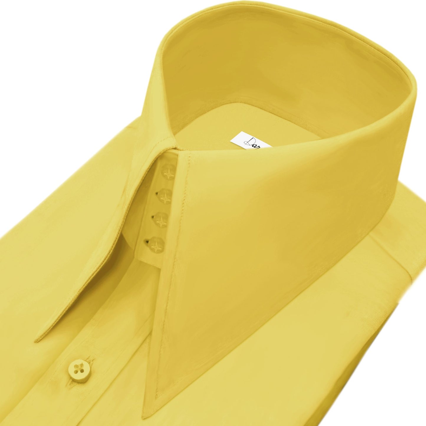 Men Mustard High Long Spear Pointed Karl lagerfeld Style Shirt Tall Stiff Neck Collar Shirt Large Collar Good fellas Collar Vintage Shirt