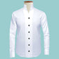 One Peace High Neck Vintage White Blouse Men Dress Shirt Giza Cotton Shirt for Wedding Tall Neck Stiff Collar Shirt