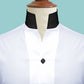 One Peace High Neck Vintage White Blouse Men Dress Shirt Giza Cotton Shirt for Wedding Tall Neck Stiff Collar Shirt