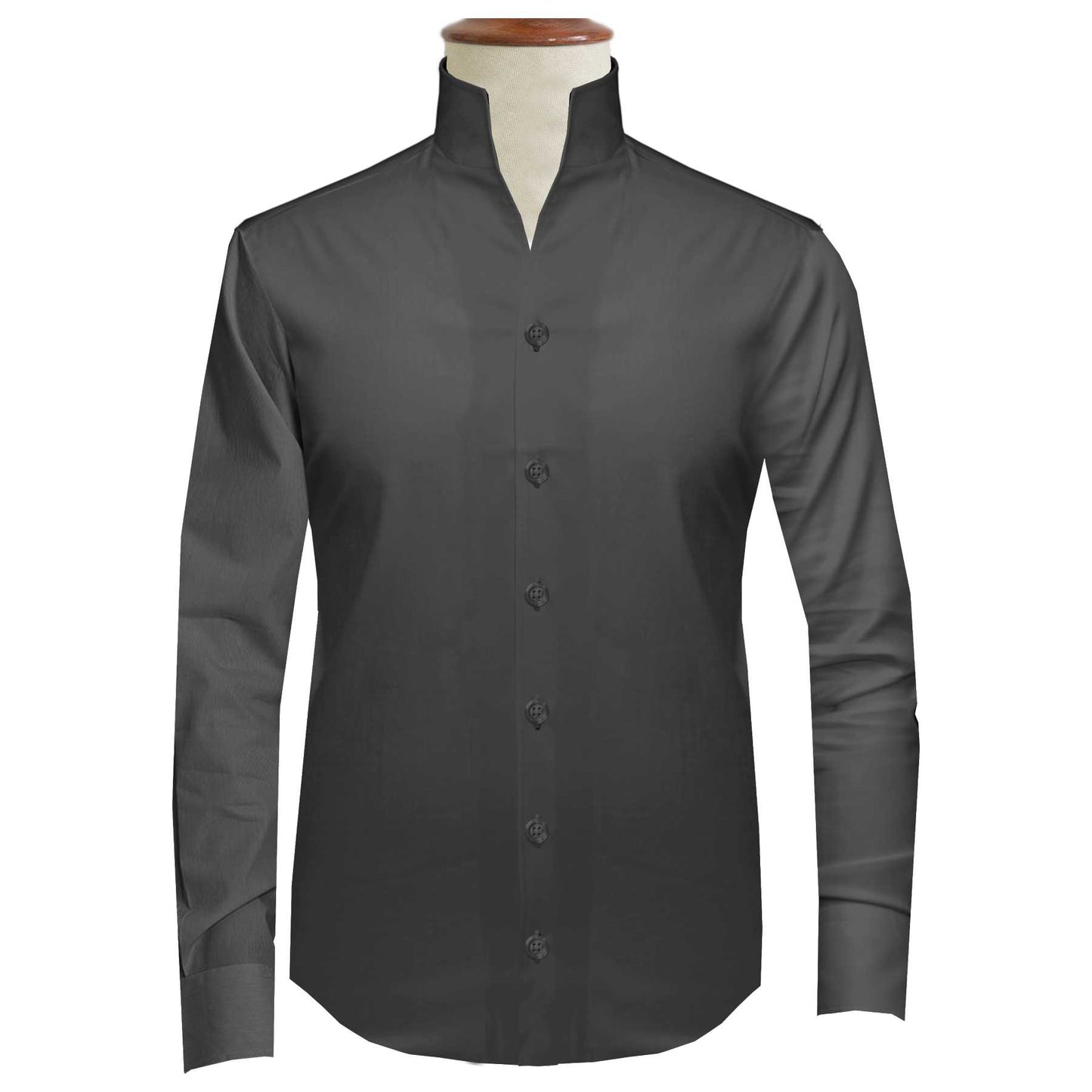 Grey High One Piece Stand Collar Shirt