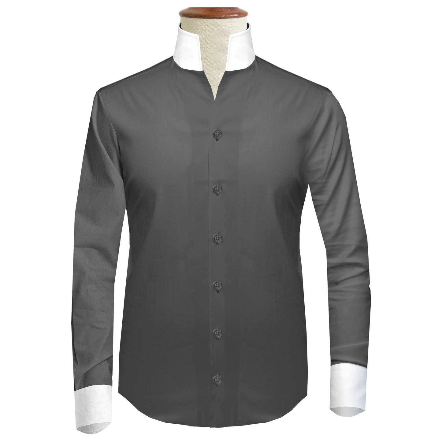 Grey High One Piece Stand Collar Shirt