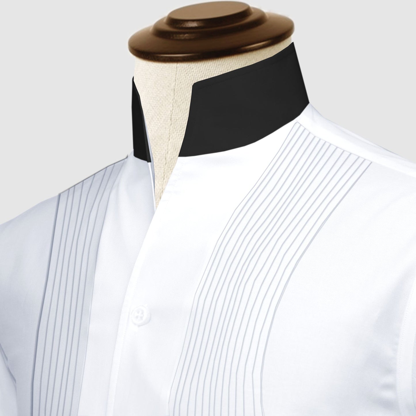 White Men Shirt High Open Neck Collar Shirt Tuxedo Placket V Collar Shirt High Tall Neck Collar China High Band Collar Cotton Dress Shirt