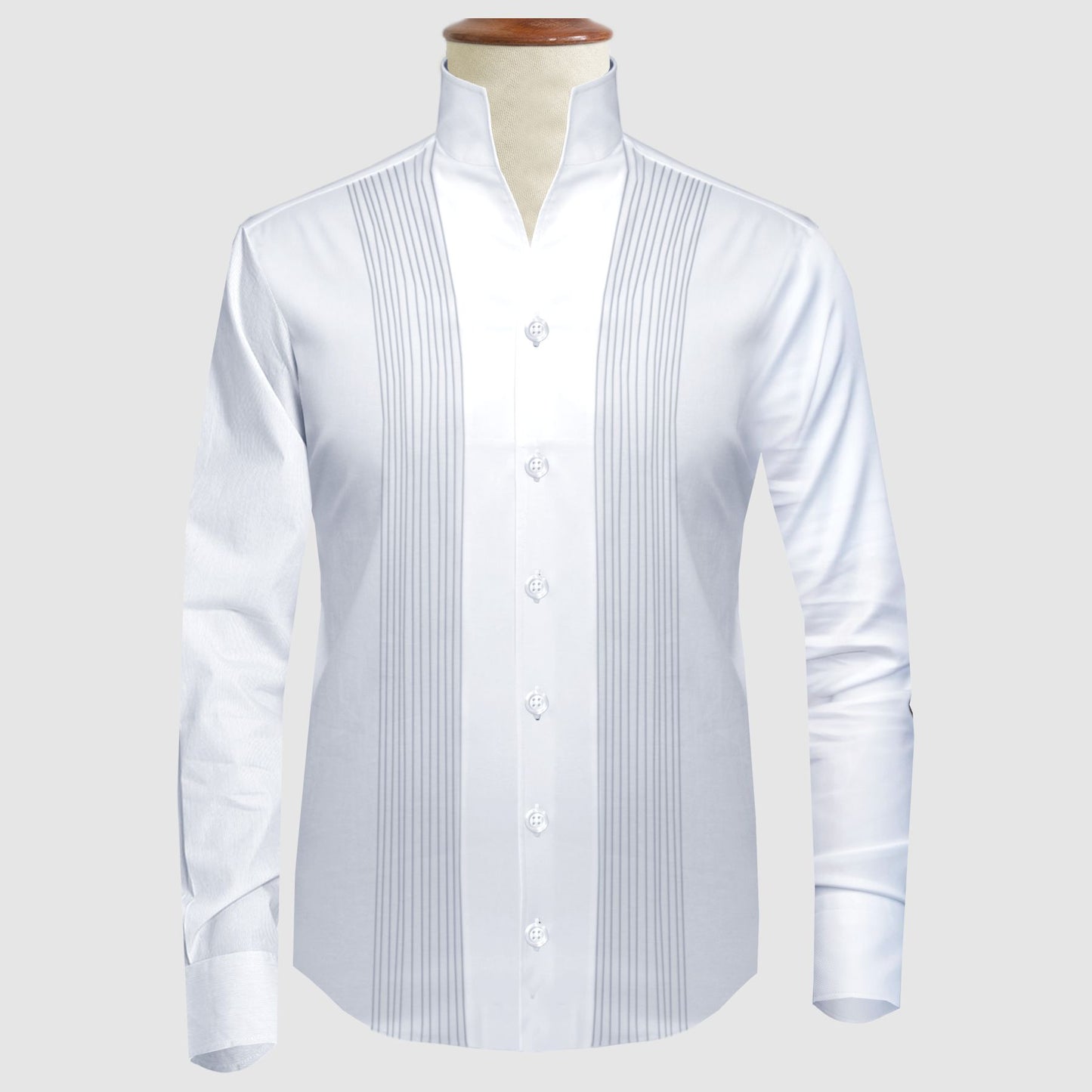 White Men Shirt High Open Neck Collar Shirt Tuxedo Placket V Collar Shirt High Tall Neck Collar China High Band Collar Cotton Dress Shirt