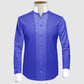 Royal Blue One Piece Collar Shirt For Men Gift Giza Cotton Satin High Tall Neck Stiff Collar Shirt Chinese Mandarin Band Collar Dress Shirt