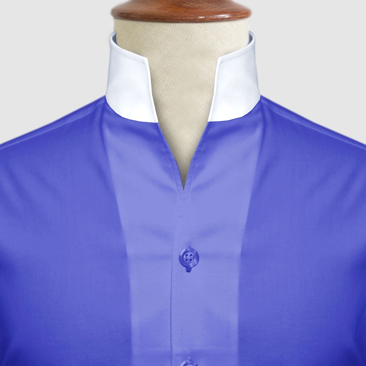 Royal Blue One Piece Collar Shirt For Men Gift Giza Cotton Satin High Tall Neck Stiff Collar Shirt Chinese Mandarin Band Collar Dress Shirt