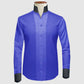 Royal Blue One Piece Collar Shirt For Men Gift Giza Cotton Satin High Tall Neck Stiff Collar Shirt Chinese Mandarin Band Collar Dress Shirt