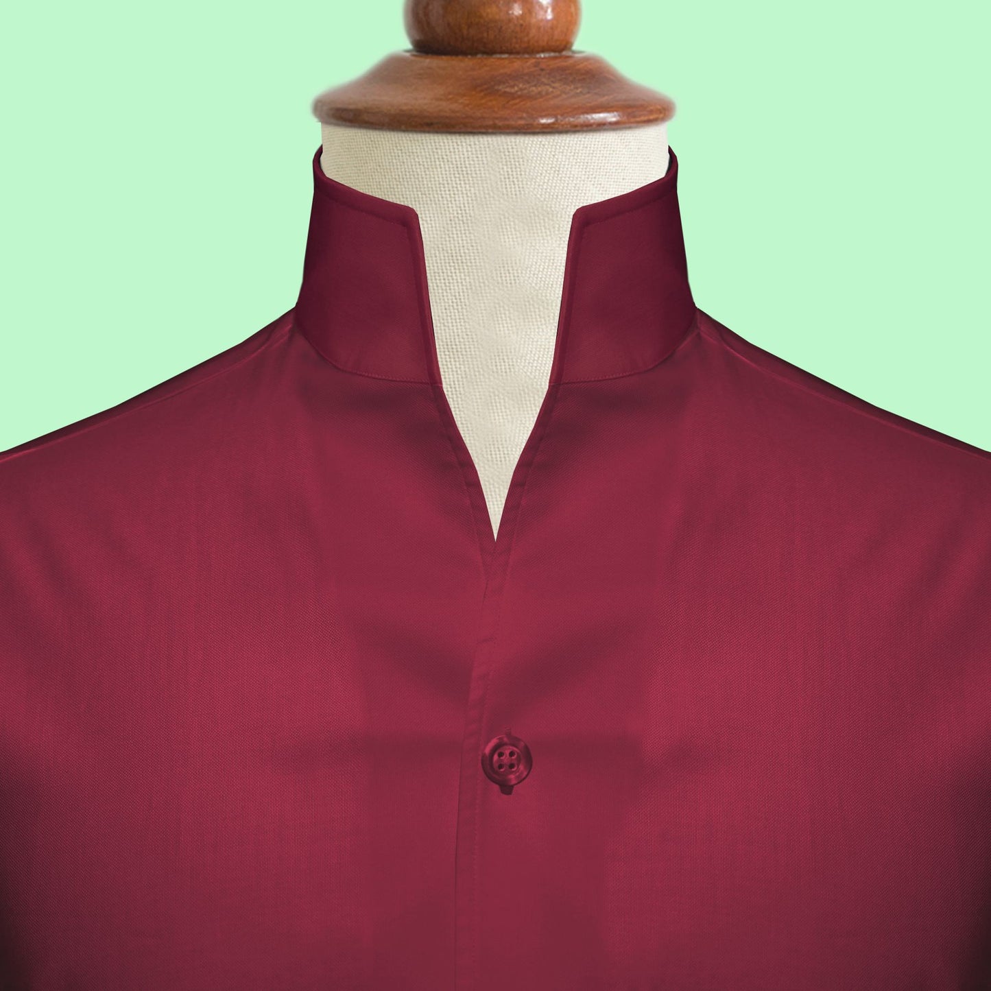 Dark Red One Piece Collar Shirt For Men Gift Giza Cotton Satin High Tall Neck Stiff Collar Shirt Chinese Mandarin Band Collar Dress Shirt