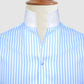 Sky Blue Striped One Piece Collar Shirt For Men Gift Giza Cotton Satin High Tall Neck Stiff Collar Shirt Chinese Mandarin Band Collar Dress Shirt