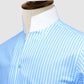 Sky Blue Striped One Piece Collar Shirt For Men Gift Giza Cotton Satin High Tall Neck Stiff Collar Shirt Chinese Mandarin Band Collar Dress Shirt