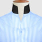 Sky Blue Striped One Piece Collar Shirt For Men Gift Giza Cotton Satin High Tall Neck Stiff Collar Shirt Chinese Mandarin Band Collar Dress Shirt