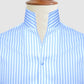 Sky Blue Striped One Piece Collar Shirt For Men Gift Giza Cotton Satin High Tall Neck Stiff Collar Shirt Chinese Mandarin Band Collar Dress Shirt