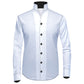 White Men Shirt High Stand Collar Shirt One Piece Collar Shirt Contrast Stitch High Tall V Neck Collar High Chinese Band Collar Dress Shirt