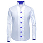 White Men Shirt High Stand Collar Shirt One Piece Collar Shirt Contrast Stitch High Tall V Neck Collar High Chinese Band Collar Dress Shirt
