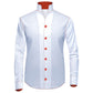 White Men Shirt High Stand Collar Shirt One Piece Collar Shirt Contrast Stitch High Tall V Neck Collar High Chinese Band Collar Dress Shirt