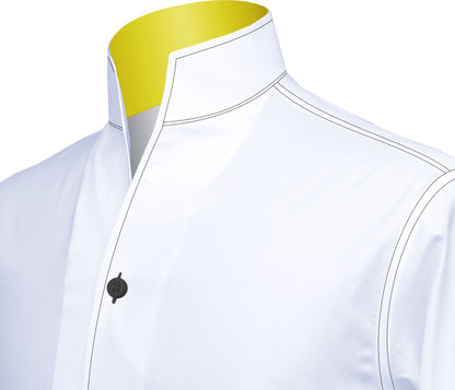 White Men Shirt High Stand Collar Shirt One Piece Collar Shirt Contrast Stitch High Tall V Neck Collar High Chinese Band Collar Dress Shirt