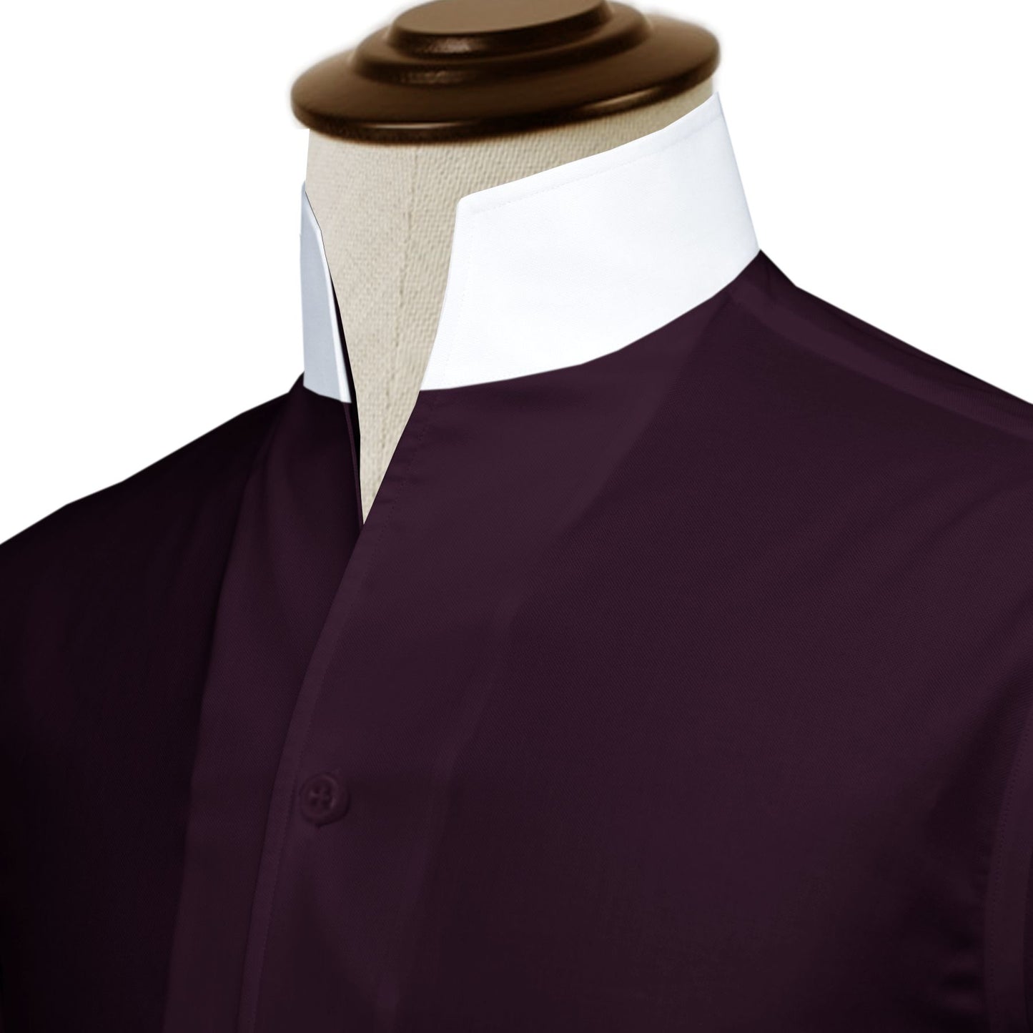 Dark Lilac One Piece Collar Shirt For Men Gift Giza Cotton Satin High Tall Neck Stiff Collar Shirt Chinese Mandarin Band Collar Dress Shirt