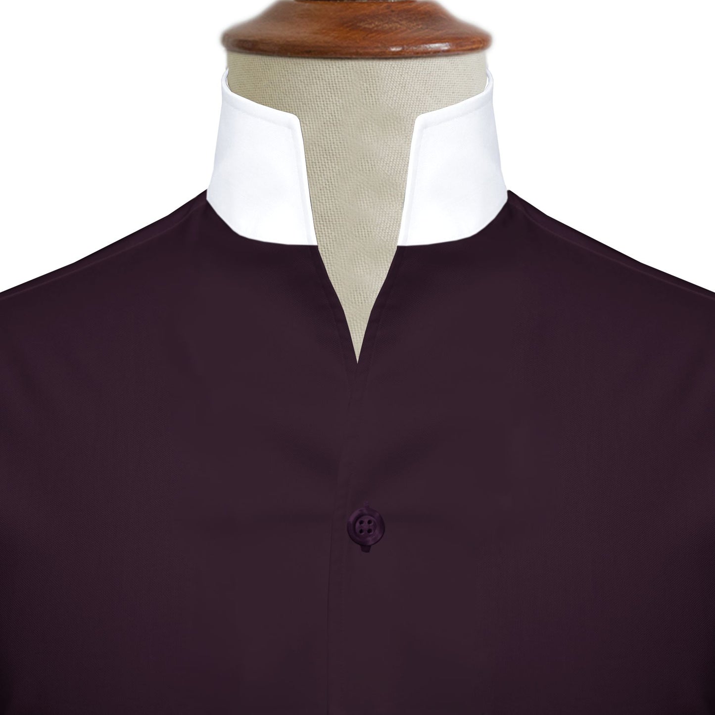 Dark Lilac One Piece Collar Shirt For Men Gift Giza Cotton Satin High Tall Neck Stiff Collar Shirt Chinese Mandarin Band Collar Dress Shirt