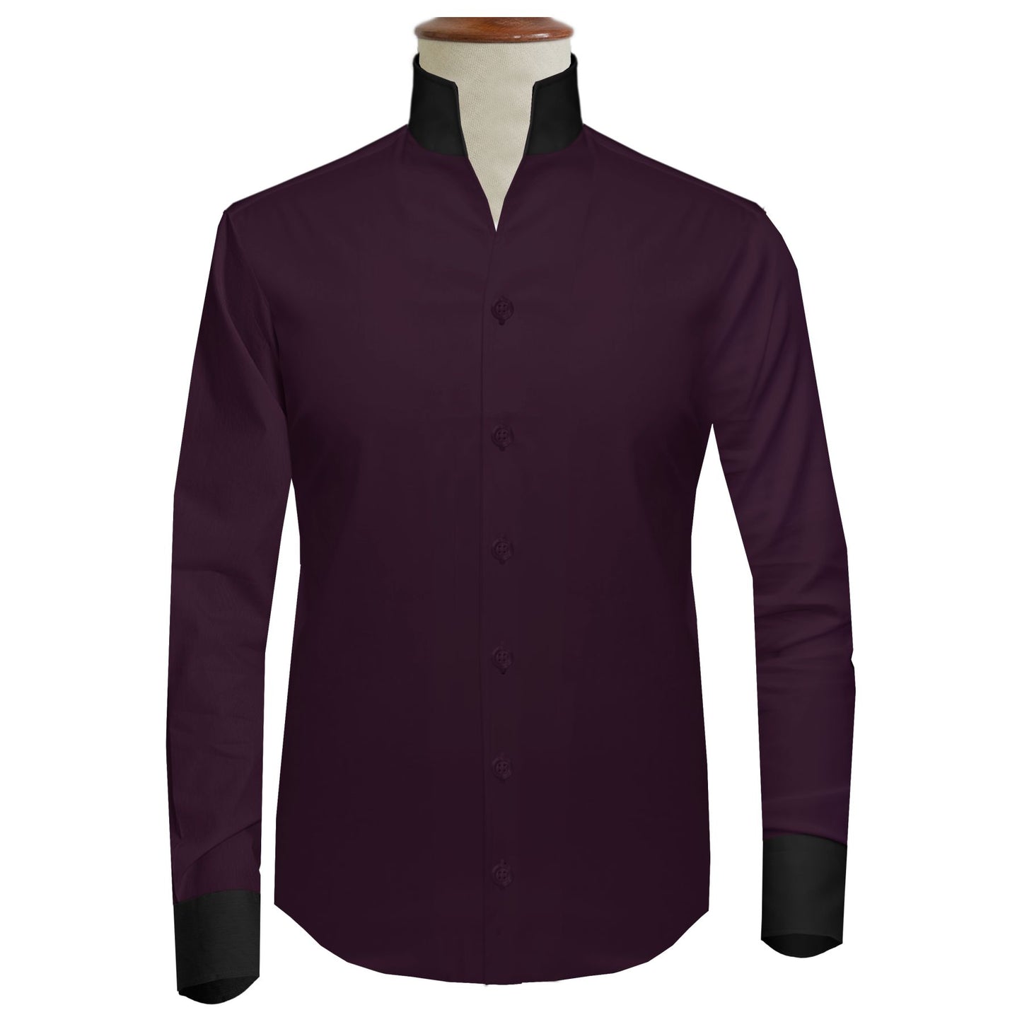 Dark Lilac One Piece Collar Shirt For Men Gift Giza Cotton Satin High Tall Neck Stiff Collar Shirt Chinese Mandarin Band Collar Dress Shirt