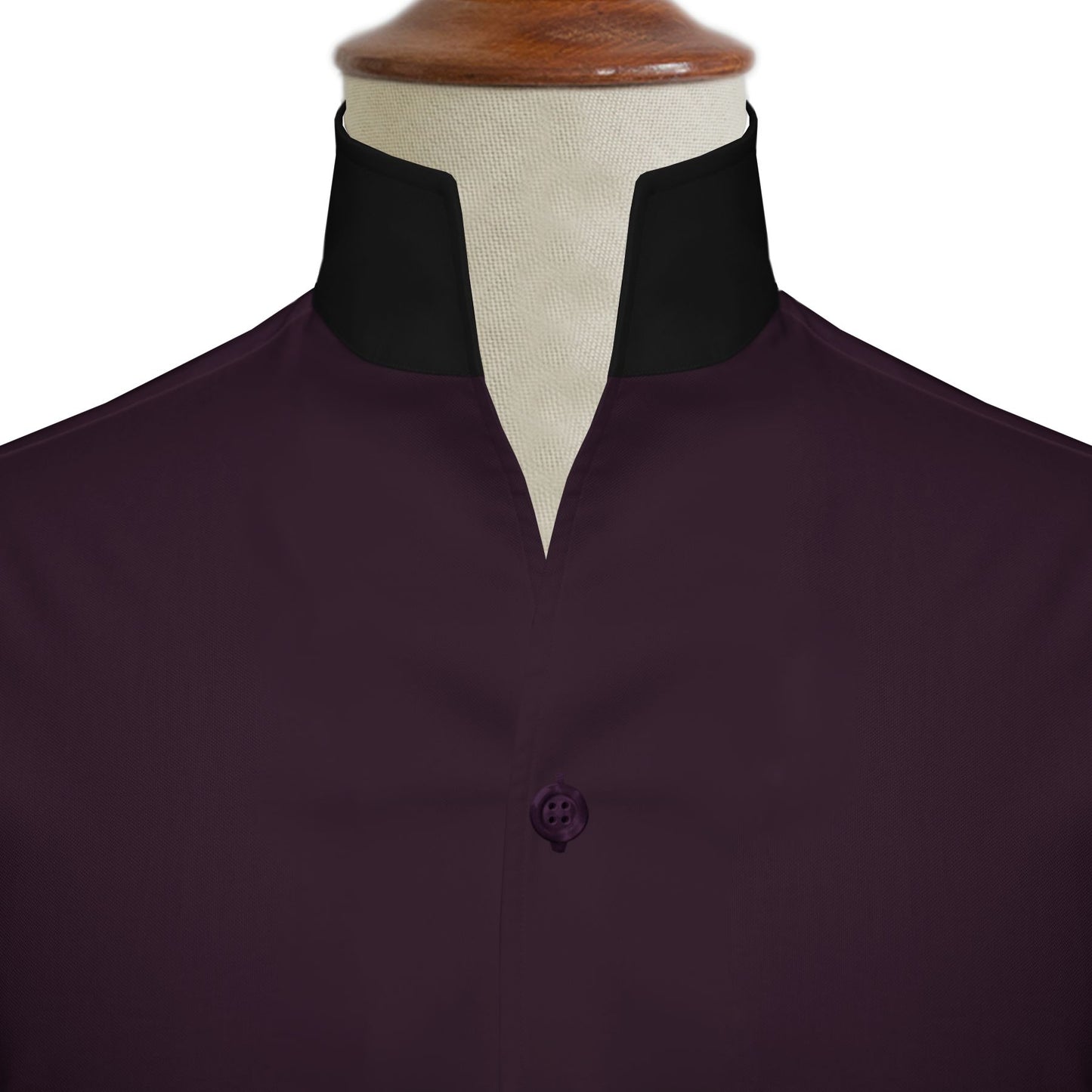 Dark Lilac One Piece Collar Shirt For Men Gift Giza Cotton Satin High Tall Neck Stiff Collar Shirt Chinese Mandarin Band Collar Dress Shirt