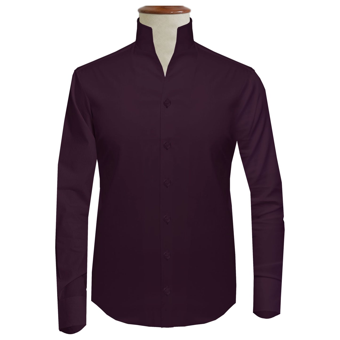 Dark Lilac One Piece Collar Shirt For Men Gift Giza Cotton Satin High Tall Neck Stiff Collar Shirt Chinese Mandarin Band Collar Dress Shirt
