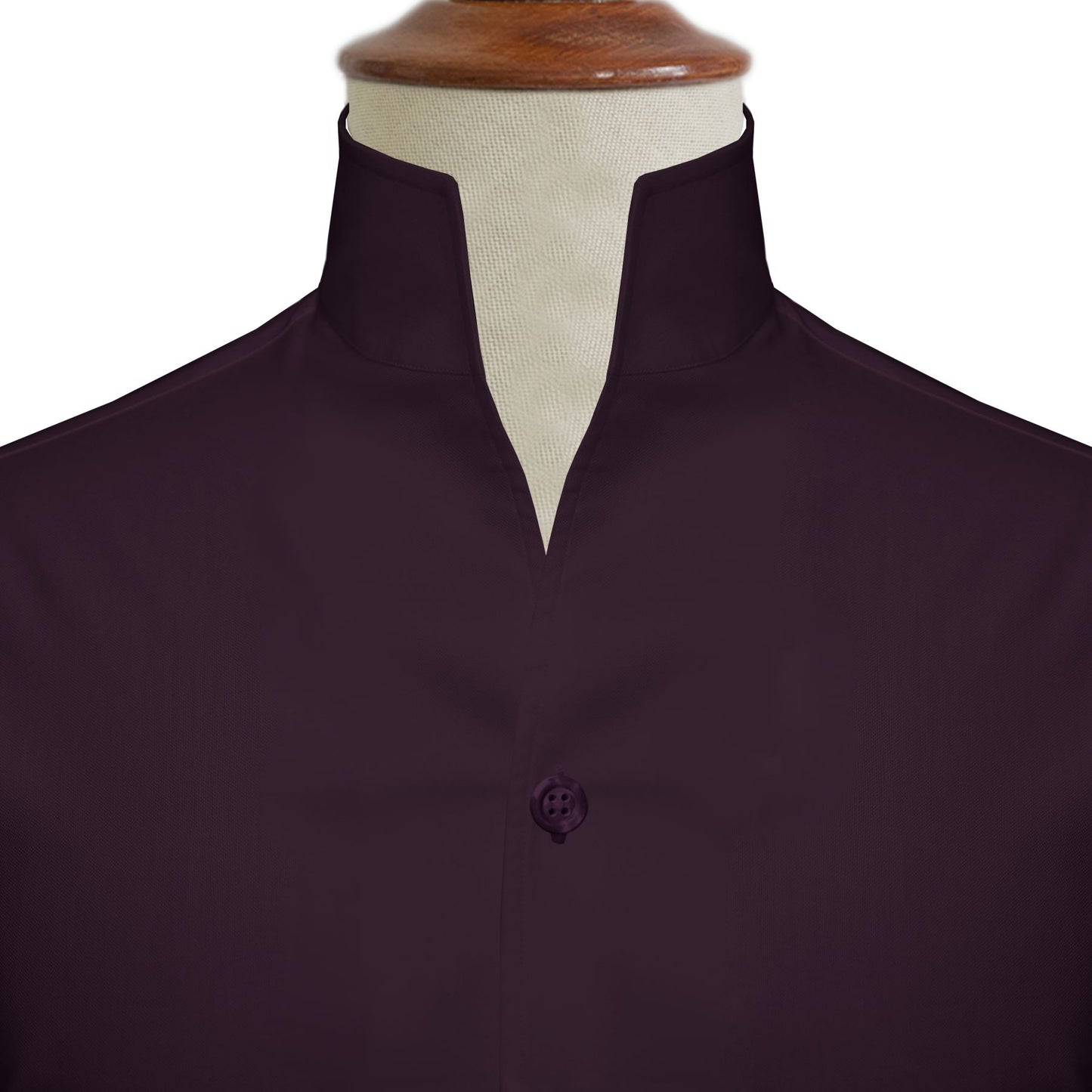 Dark Lilac One Piece Collar Shirt For Men Gift Giza Cotton Satin High Tall Neck Stiff Collar Shirt Chinese Mandarin Band Collar Dress Shirt