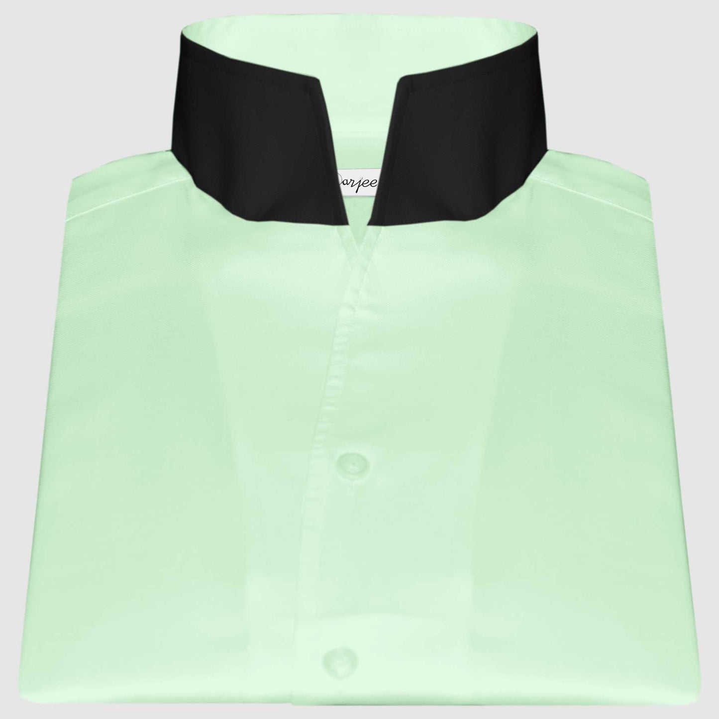 Mint Green One Piece Collar Shirt For Men Gift Giza Cotton Satin High Tall Neck Stiff Collar Shirt Chinese Mandarin Band Collar Dress Shirt