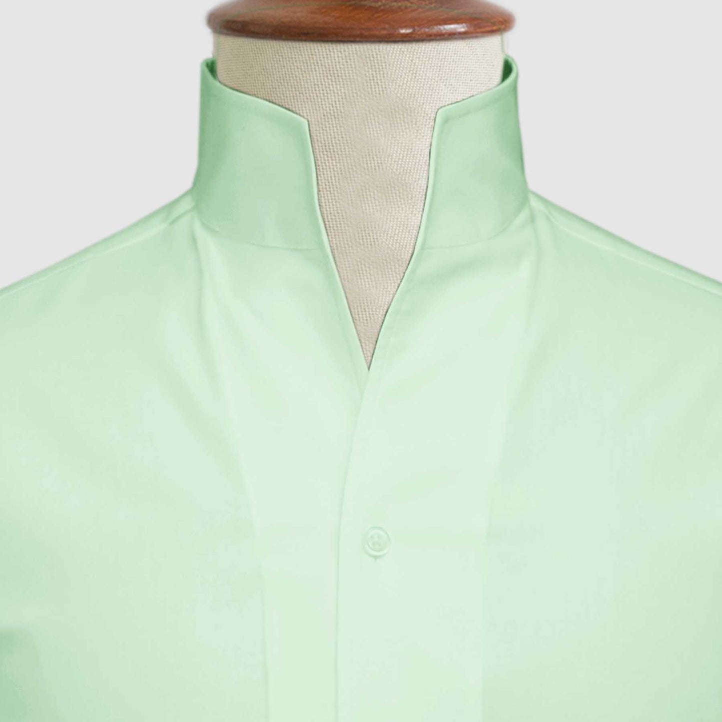 Mint Green One Piece Collar Shirt For Men Gift Giza Cotton Satin High Tall Neck Stiff Collar Shirt Chinese Mandarin Band Collar Dress Shirt