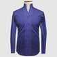 Navy Blue Striped One Piece Collar Shirt For Men Gift Giza Cotton Satin High Tall Neck Stiff Collar Shirt Chinese Mandarin Band Collar Dress Shirt