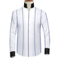 Navy Striped One Piece Collar Shirt For Men Gift Giza Cotton Satin High Tall Neck Stiff Collar Shirt Chinese Mandarin Band Collar Dress Shirt