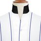 Navy Striped One Piece Collar Shirt For Men Gift Giza Cotton Satin High Tall Neck Stiff Collar Shirt Chinese Mandarin Band Collar Dress Shirt