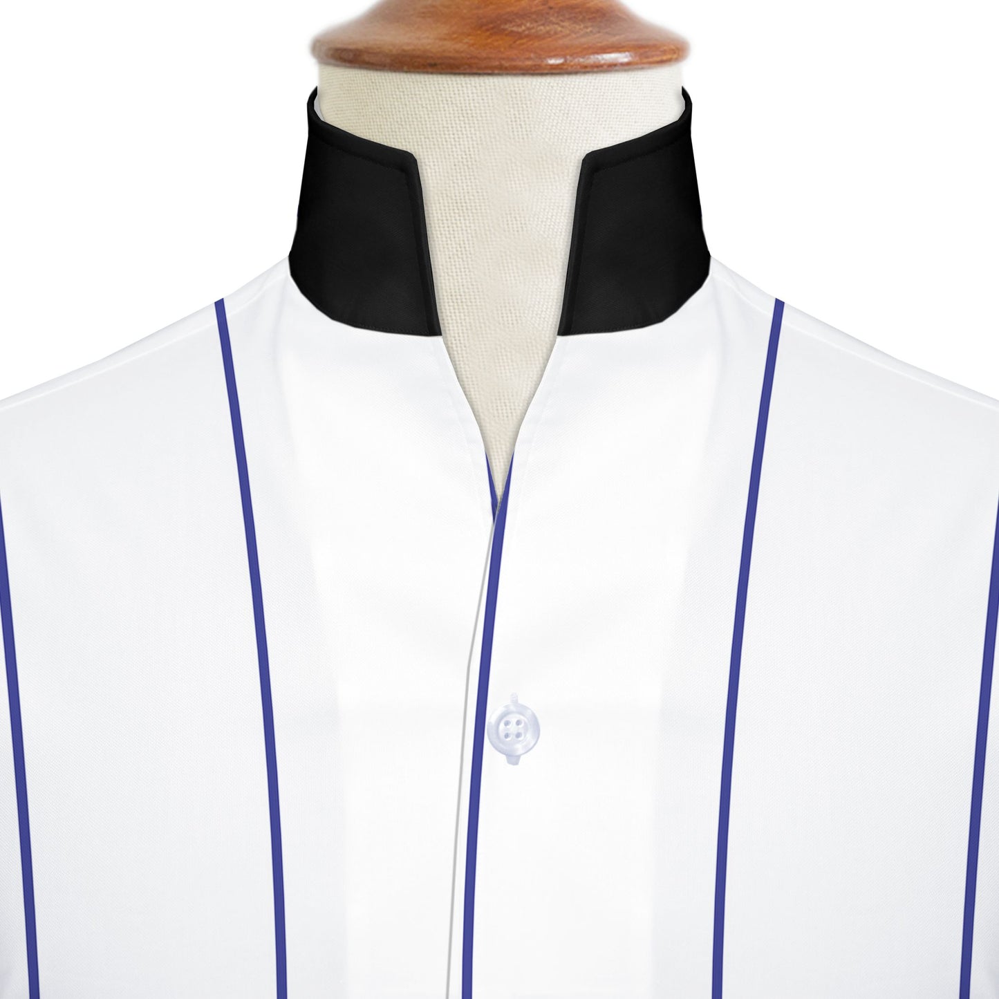 Navy Striped One Piece Collar Shirt For Men Gift Giza Cotton Satin High Tall Neck Stiff Collar Shirt Chinese Mandarin Band Collar Dress Shirt