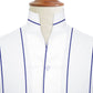 Navy Striped One Piece Collar Shirt For Men Gift Giza Cotton Satin High Tall Neck Stiff Collar Shirt Chinese Mandarin Band Collar Dress Shirt