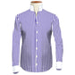 Navy Blue Striped One Piece Collar Shirt For Men Gift Giza Cotton Satin High Tall Neck Stiff Collar Shirt Chinese Mandarin Band Collar Dress Shirt
