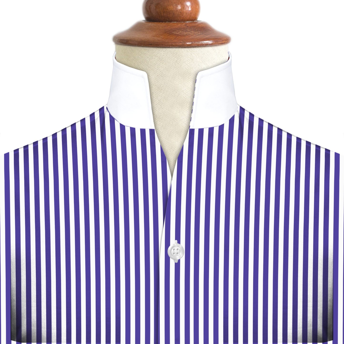 Navy Blue Striped One Piece Collar Shirt For Men Gift Giza Cotton Satin High Tall Neck Stiff Collar Shirt Chinese Mandarin Band Collar Dress Shirt
